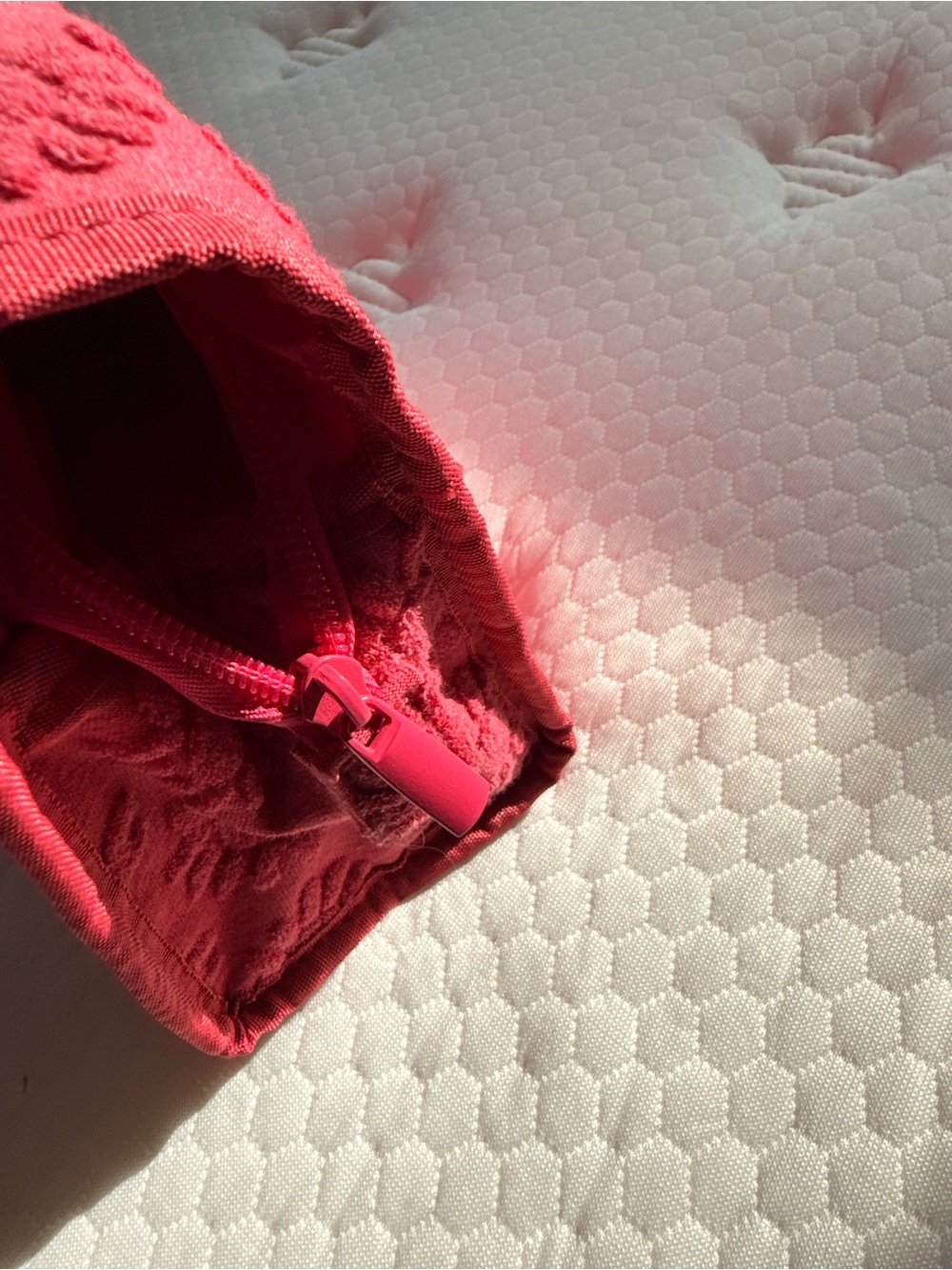 Red Embossed Floral Makeup Bag - Picture 3 of 3